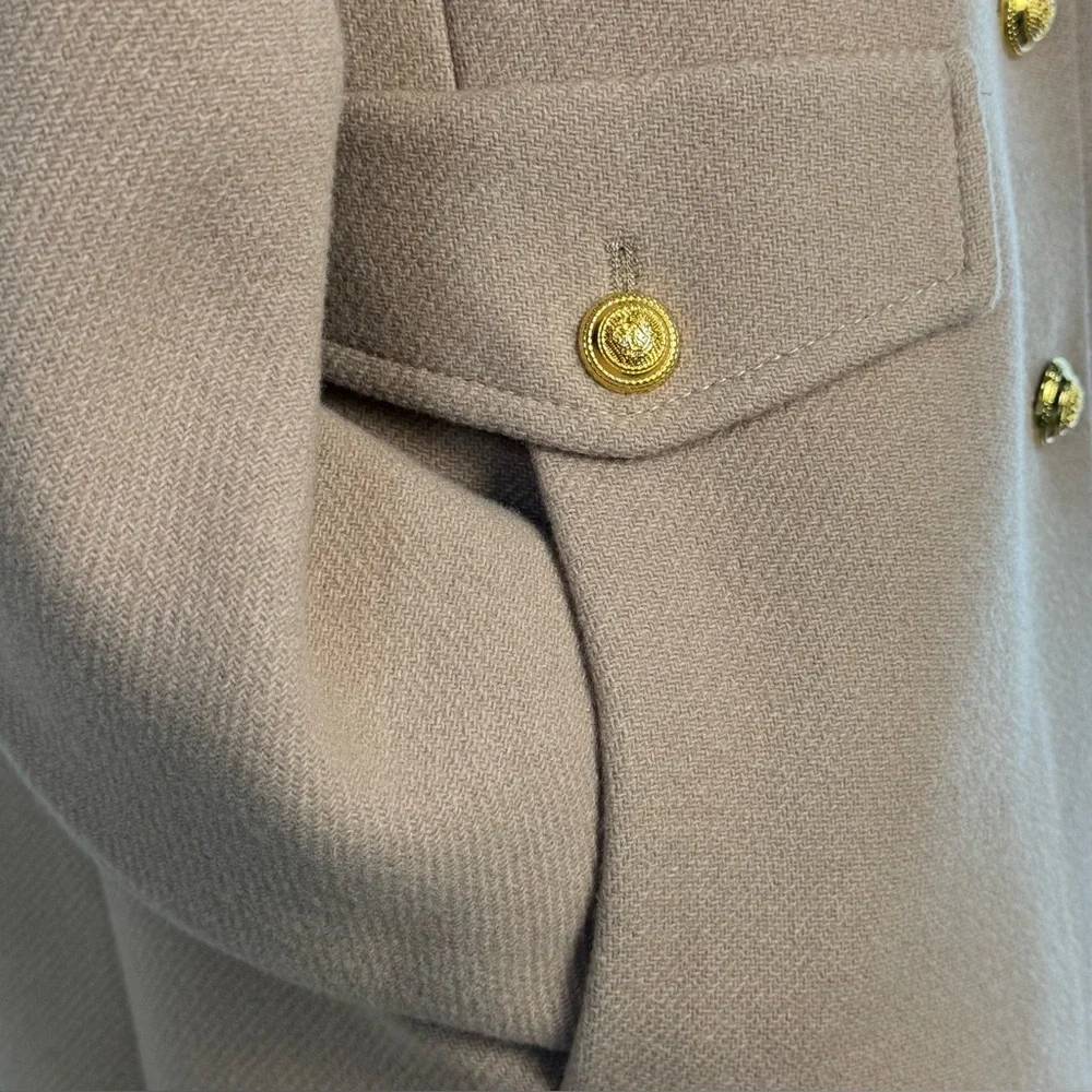 Zara Wool Blend Mid Length Coat Size M Faux Fur Removable Collar Camel Tan - Picture 8 of 17